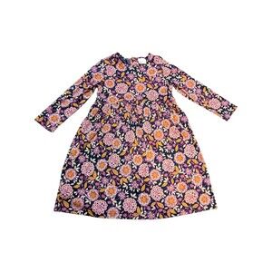 Hanna Andersson Navy Blue Pink Floral Long Sleeve Dress Girls 120 US 6-7